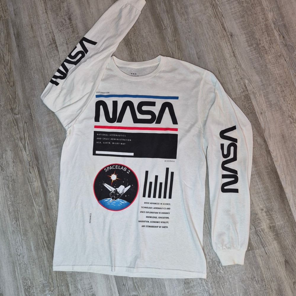 Nasa Men's Long Sleeve T Shirt Space‎ Graphic Print Astronaut Nasa Logo Size M